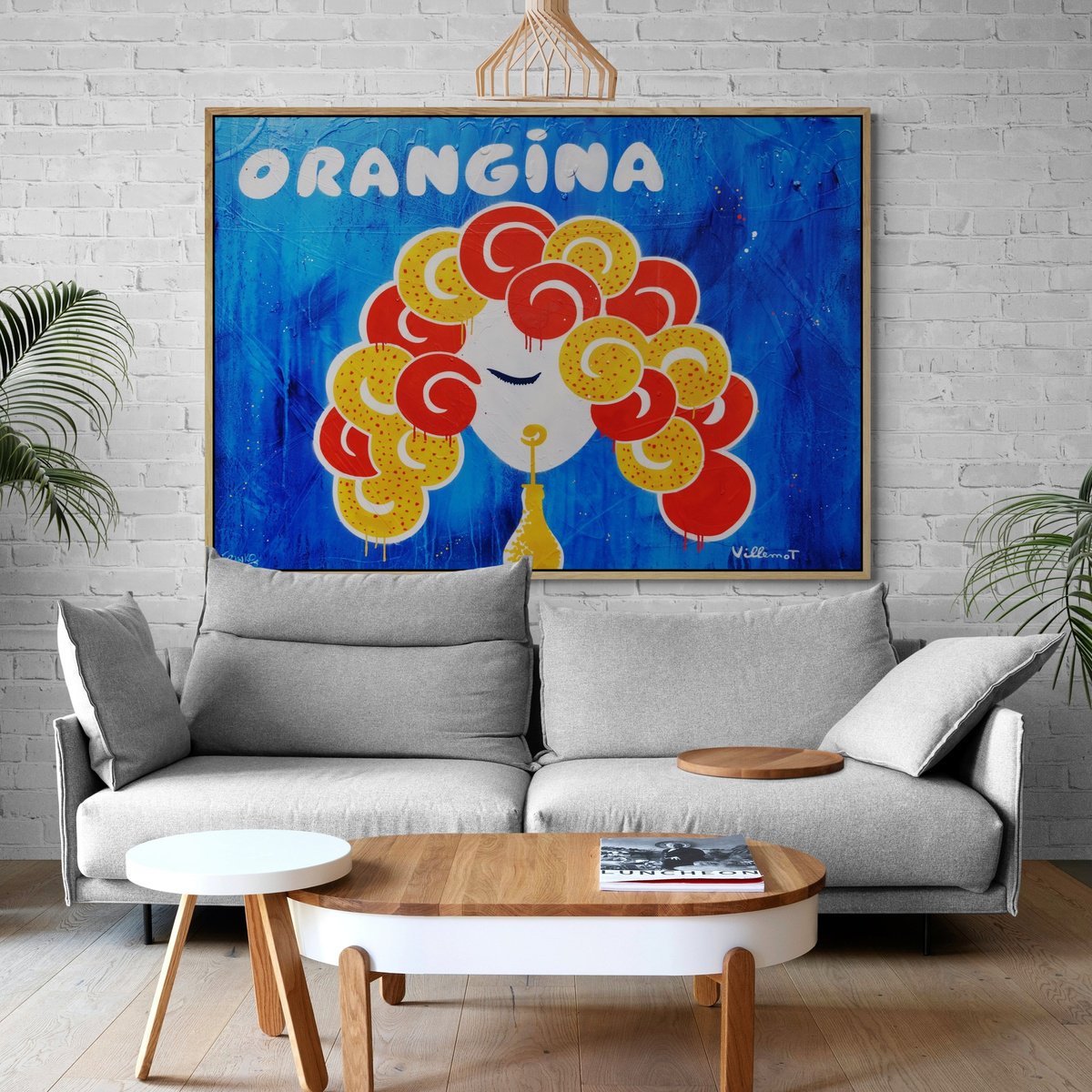 Orangina Blue 140cm x 100cm Textured Urban Pop Art by Franko