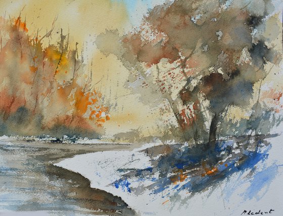 River in autumn  watercolor
