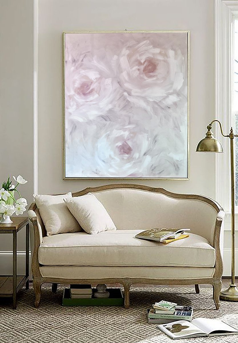 Today Now and Never Again - XXL Original wall painting, flowers huge canvas. by Marina Skromova