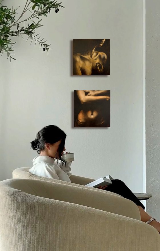 Truth and Lie - Concept Dark Nude Diptych