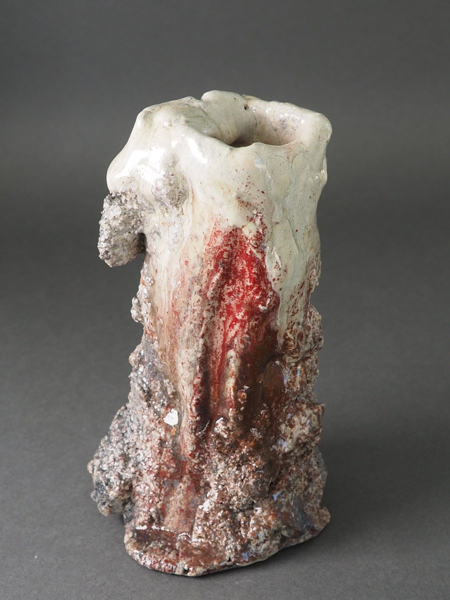 Expressive Clay Sculpture , Crimson Vessel By Linda Cares, 4 X 7, Artwork For Sale On Artfinder