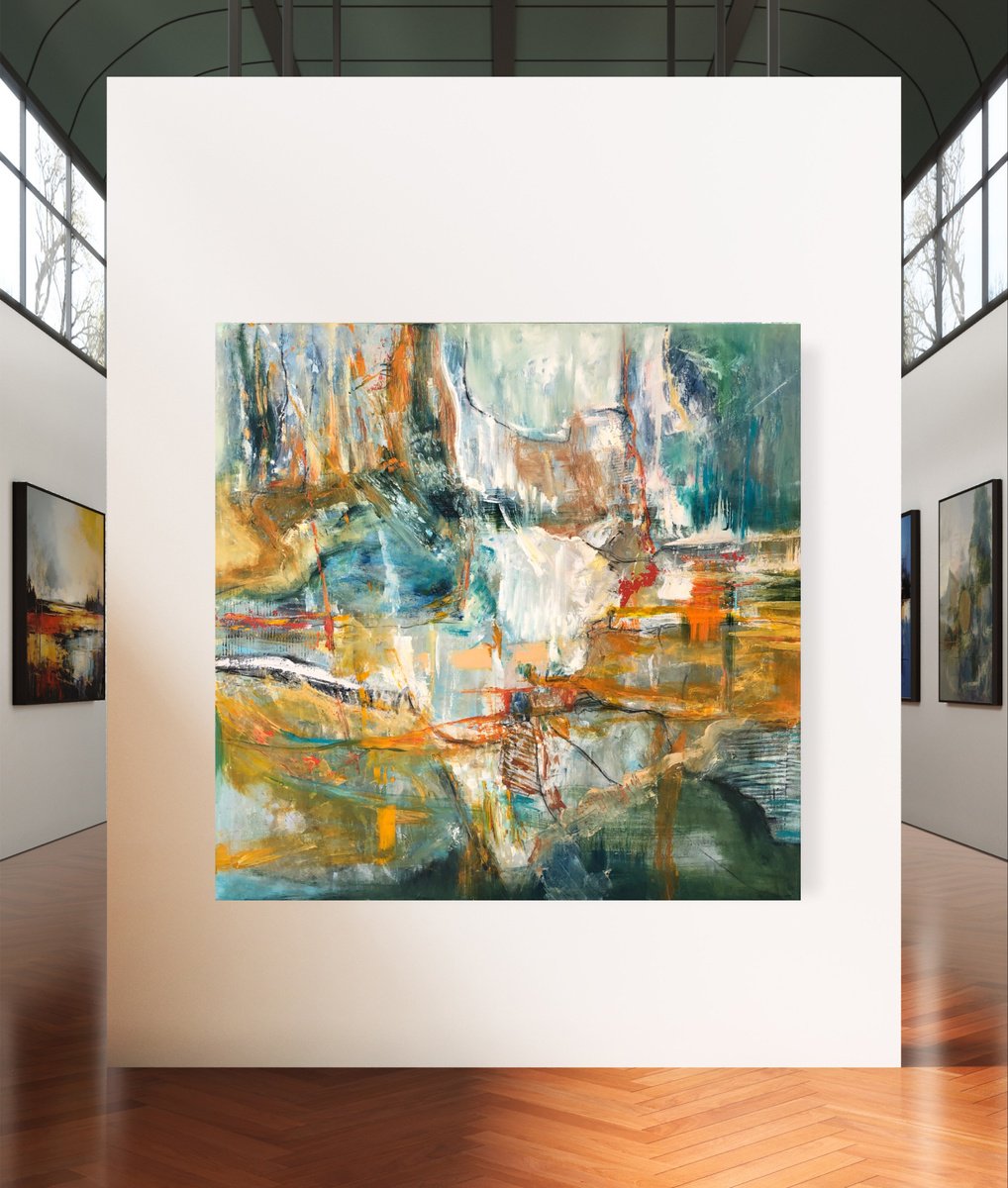 Abstract Oil Painting By Snezana Djordjevic, 47 X 47", The Alchemist-2, Original Artwork