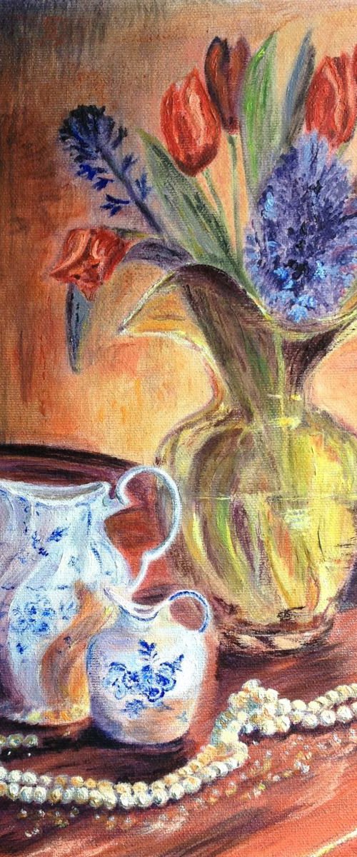 Heirloom Bouquet  Impressionist Flowers / Still Life by Rebecca Pells