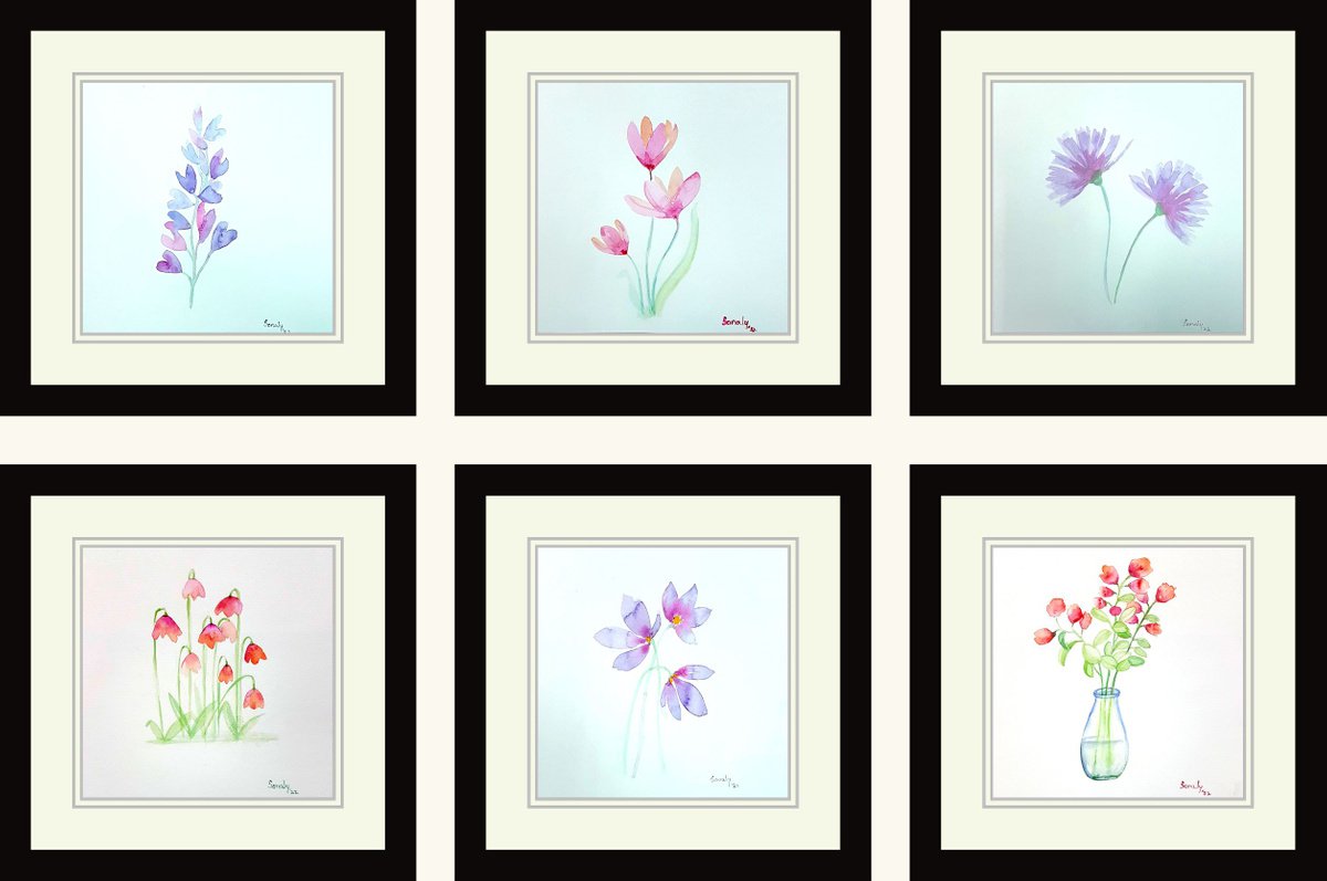 Set of 6 flowers 5 by Sonaly Gandhi