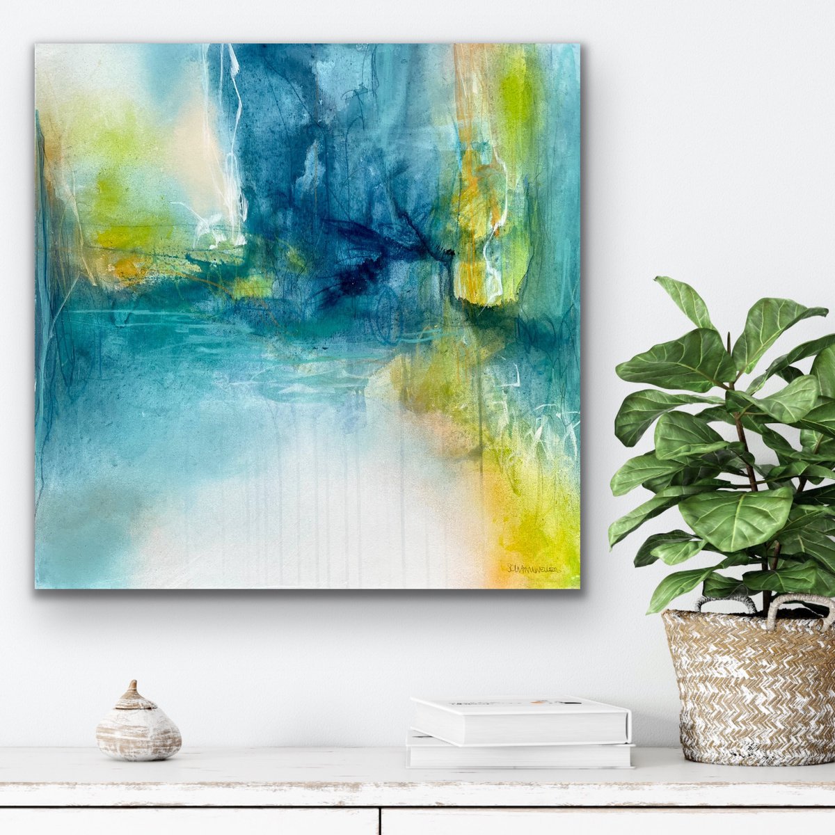 Never stop dreaming II I 60 x 60 cm I colorful abstract I square by Kirsten Schankweiler