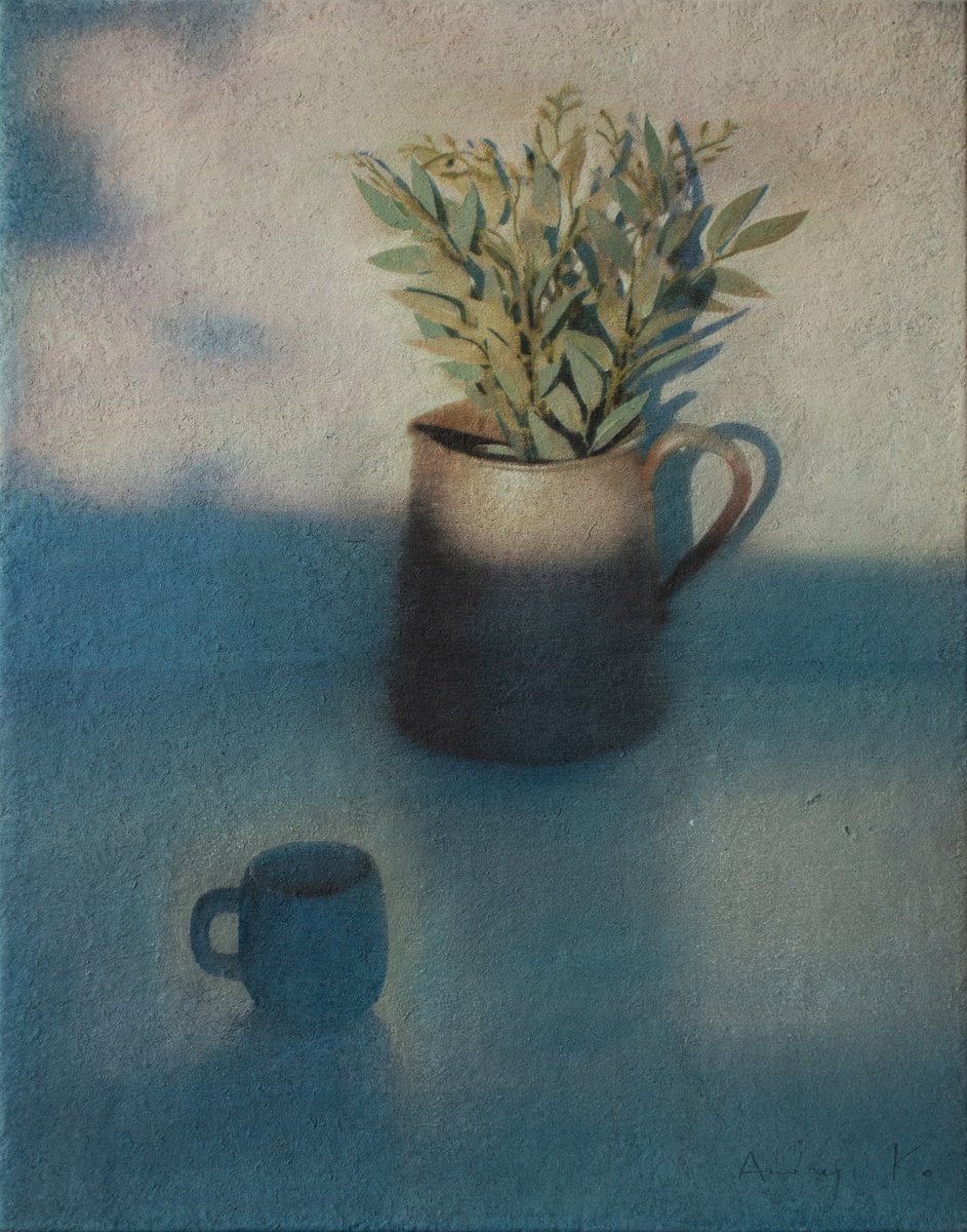 Impressionistic Still Life Acrylic Painting By Andrejs Ko, 22 X 28, The Morning Sun, Original Artwork