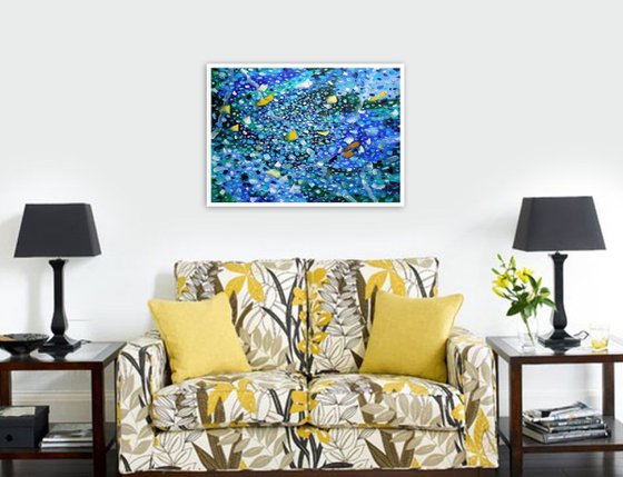 BLUE LAGOON. 70x50cm. (Palette knife original emotional abstract oil painting)
