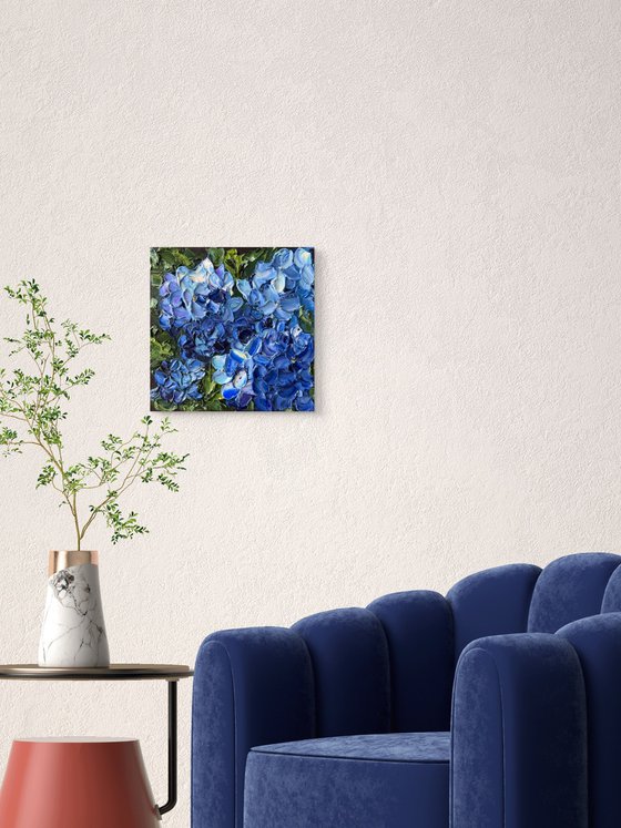 Midnight Hydrangea I — Blue Floral