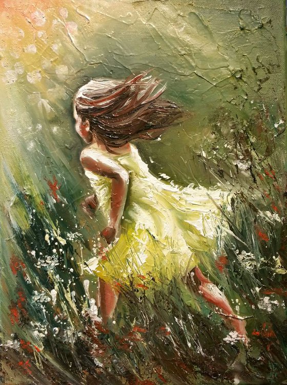 "Towards the Sun" 30x40x1.7cm Original oil painting on canvas,ready to hang