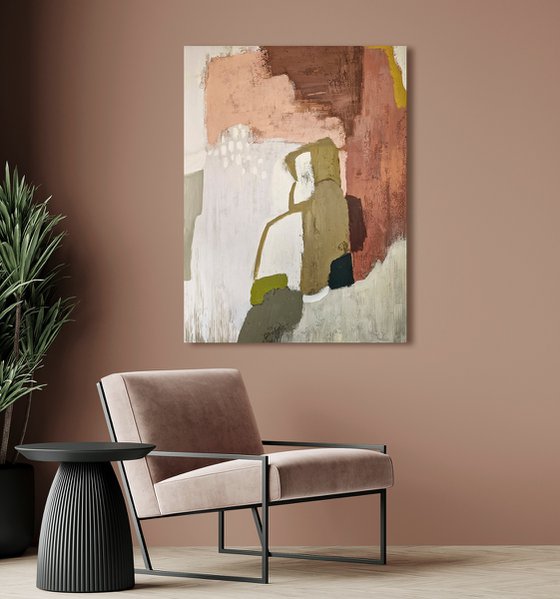 "Eclipse" Rust olive green abstract art