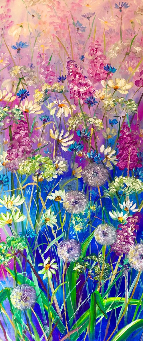RAINBOW GLADE - Wildflowers. Rainbow. Garden. Blossom. Dreams. Bright day. Summer. by Marina Skromova