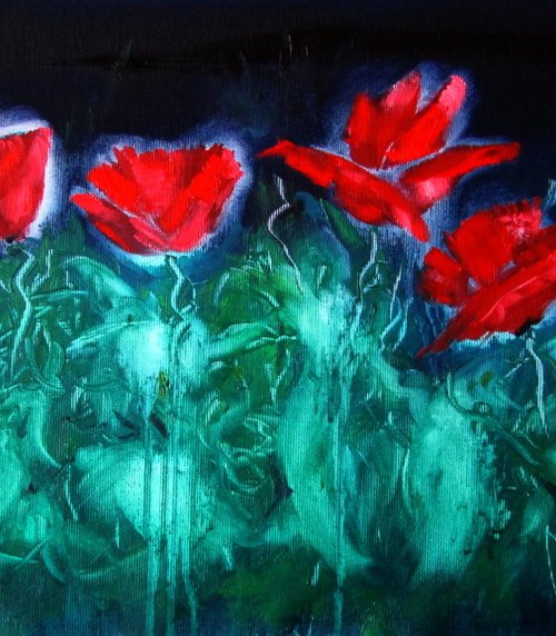 Poppies at night by Kovács Anna Brigitta