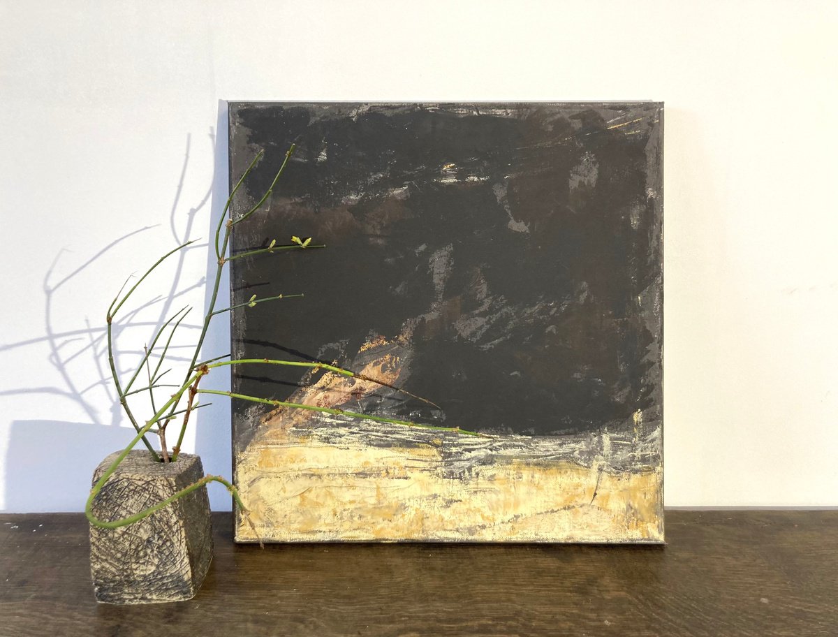 Abstract Acrylic Painting By Jutta Rika Bressem, 16 X 16", Earth Stratification I, Original Artwork