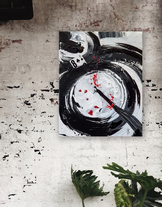 Black White Abstract Action painting. - 8 -