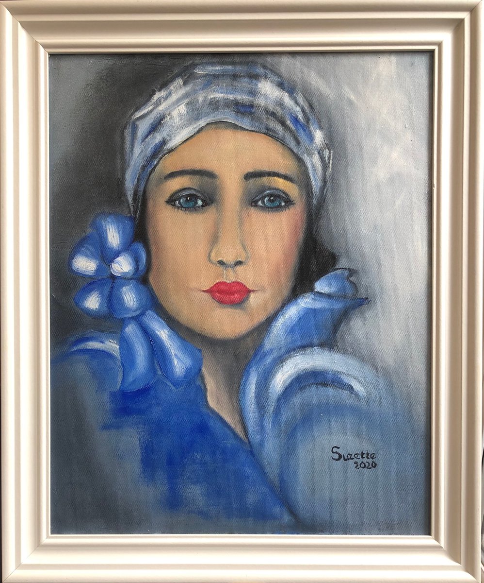 Impressionistic Portrait Oil Painting By Suzette Datema, 18 X 22", Kiss Me Quick..., Original Artwork