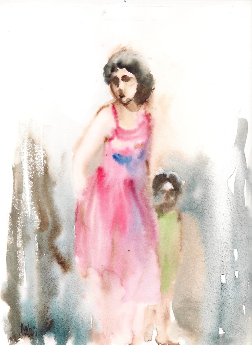 Impressionistic Portrait Watercolour By Asha Shenoy, 8 X 10, My Mother, My Best Friend, Original Artwork