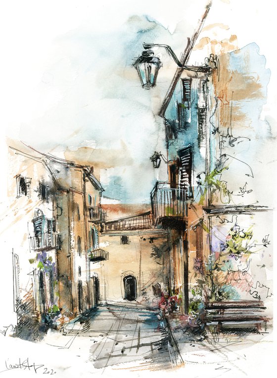 Architecture Sketch - Street of Genga Italy