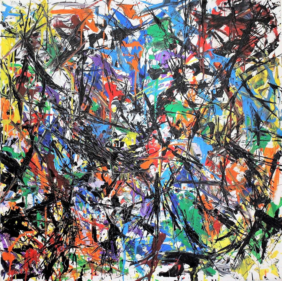 Geometric Abstract Acrylic Painting By Alessandro Butera, 41 X 41, Campart Festival:, Original Artwork