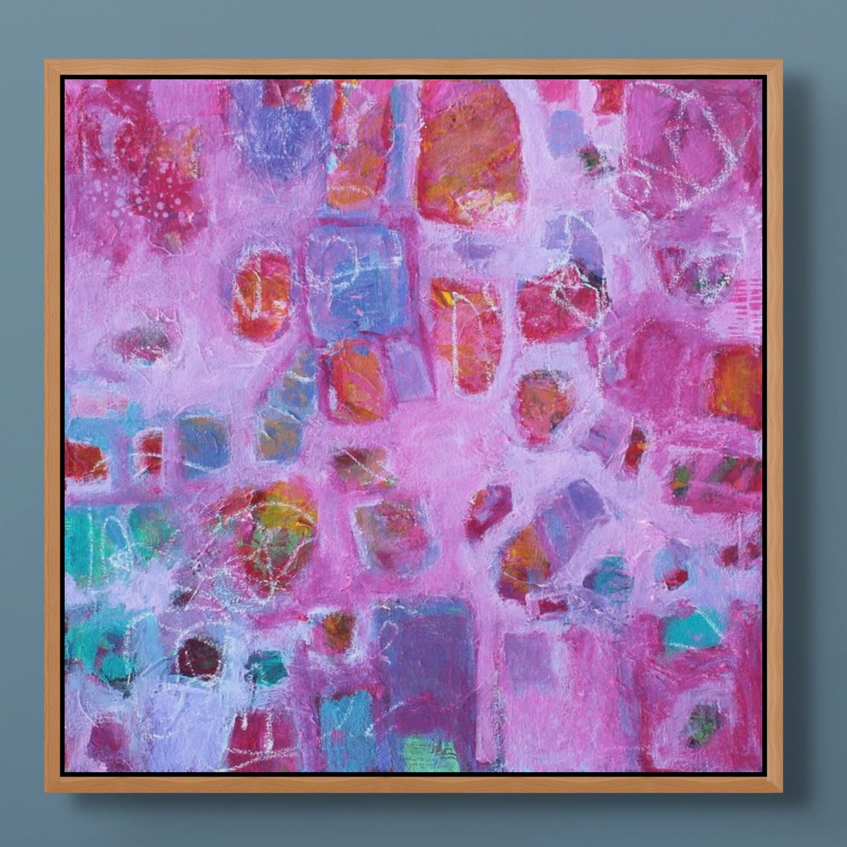 Expressive Abstract Acrylic Painting By Sage Mountain Studio, 20 X 20", Cosmic Thread, Original Artwork