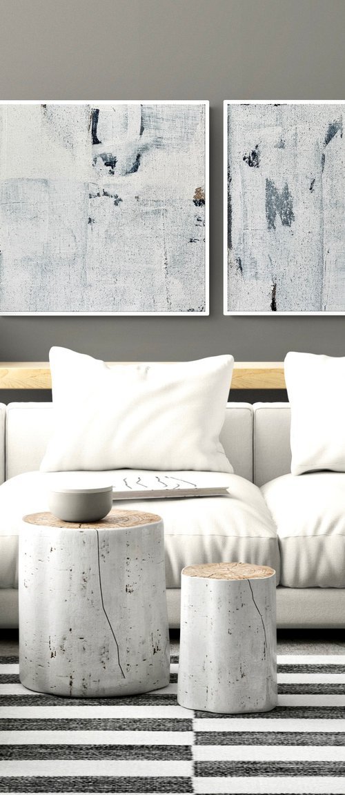 Abstract No. 7921 black & white  - set of 2 ## by Anita Kaufmann