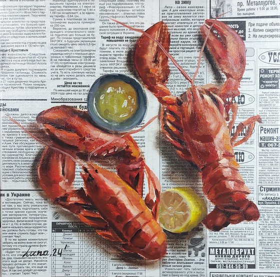 Lobster on a newspaper