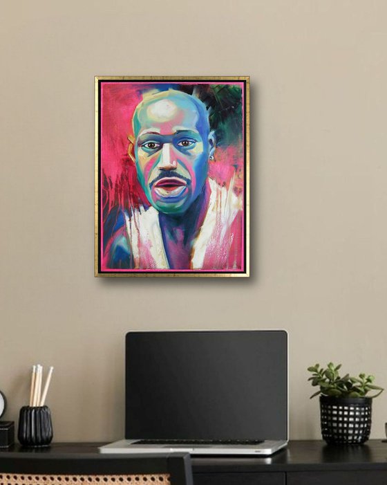 ‘PORTRAIT IN PINK A BLUE’ - Oil Painting on Panel
