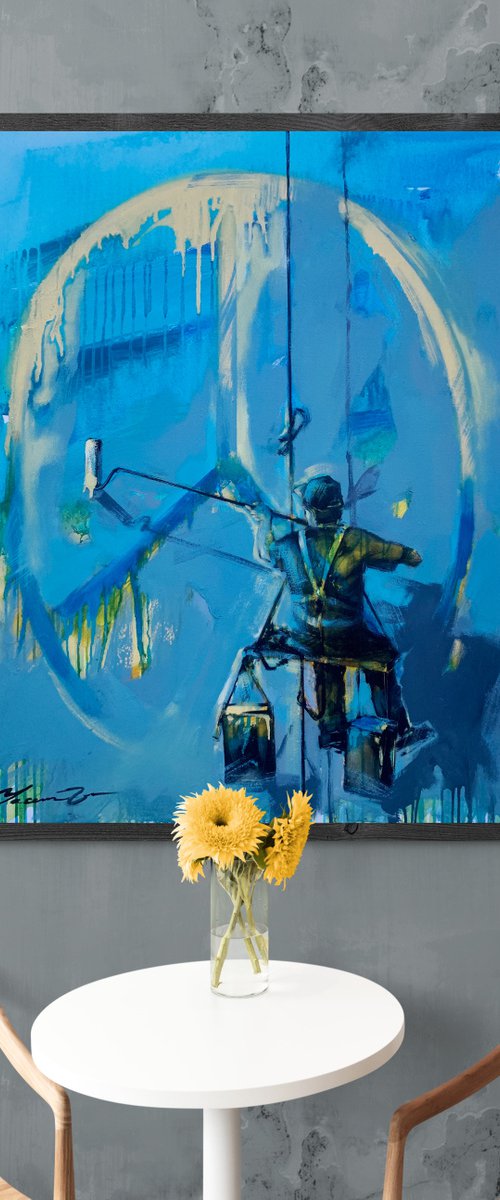 Big bright painting - "PEACE" - Pop art - Urban - Street Art - Expressionism - Ukraine by Yaroslav Yasenev