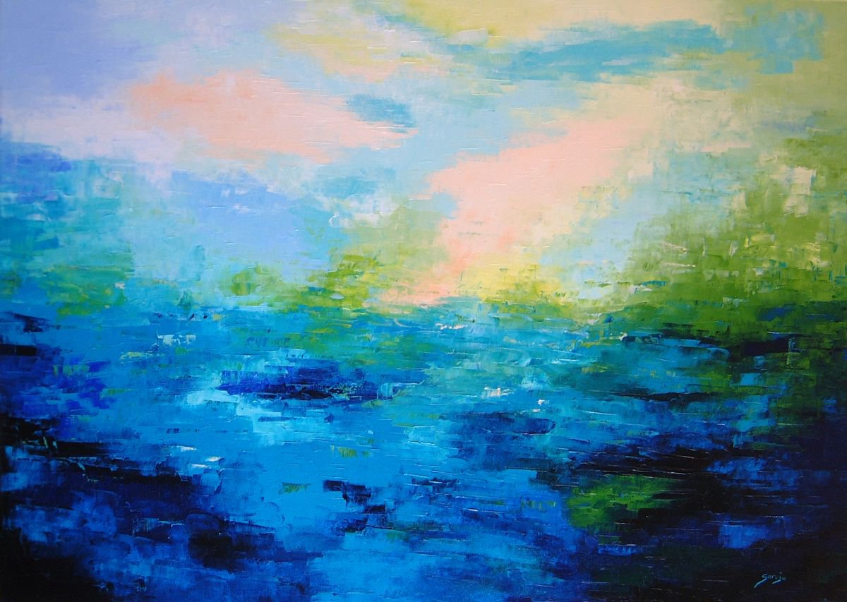 Blue Seascape (ref#:946-50P) by Saroja La Colorista