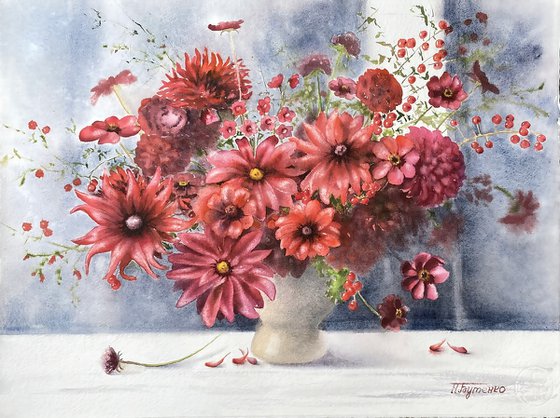 A Bouquet of red flowers, original art