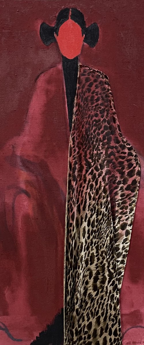 Woman in Leopard Shawl by Gela MIKAVA