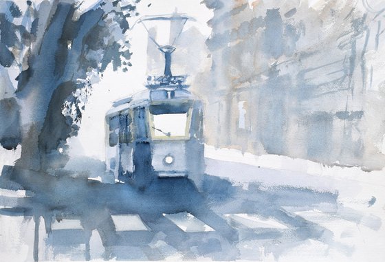 Blue tram...