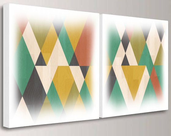 mid century modern art M002 - print on canvas 60x120x4cm - set of 2 canvases