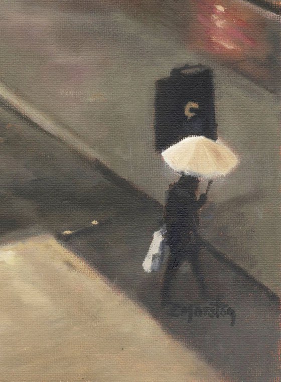 Raining on Regent Street, London oil painting