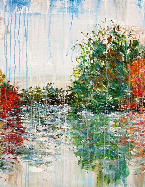 Trees By A Lake C 1 by Peter Nottrott