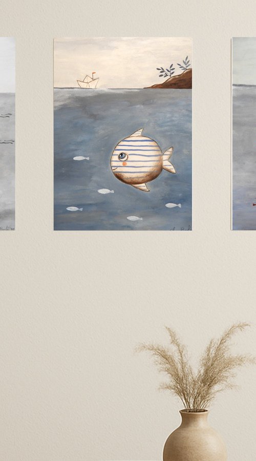 Fish, set of 3 by Silvia Beneforti