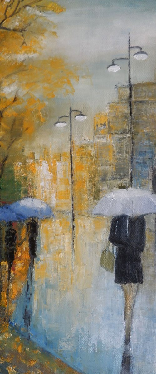 City in the rain by Maria Karalyos