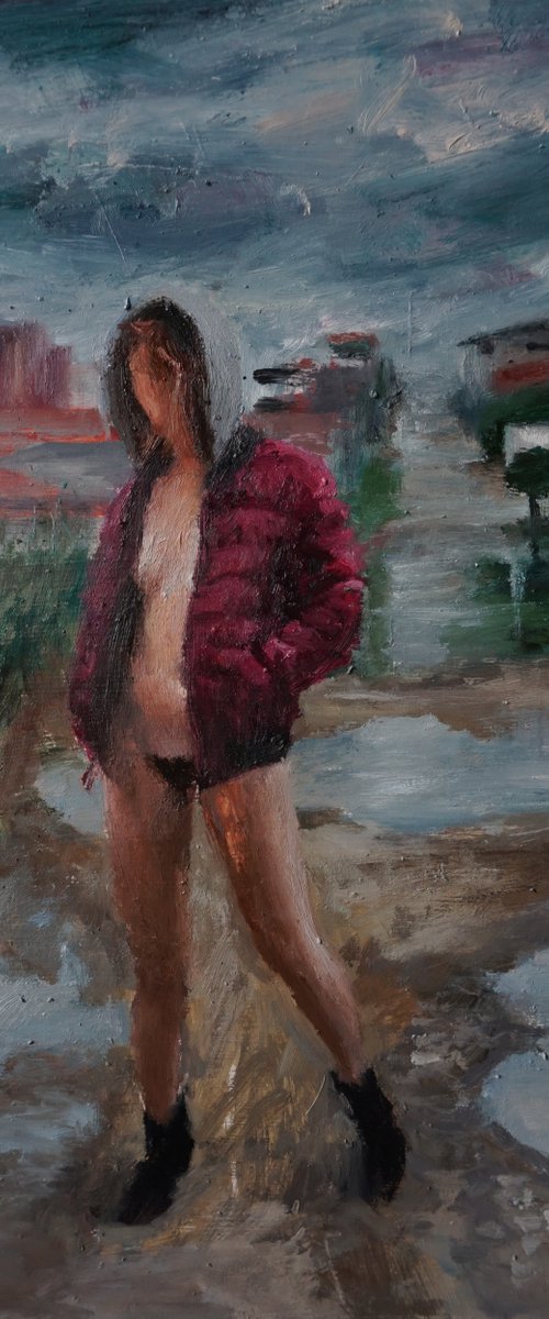 Pauline in puddle street by Manuel Leonardi