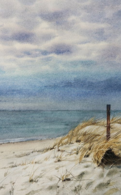 Sand Dunes and Beach - White S by Olga Beliaeva Watercolour