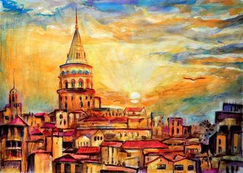 Sunset over Galata Tower by Alex Solodov