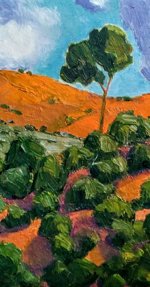 Desert Greens, Landscape in oil. by Padmaja Madhu