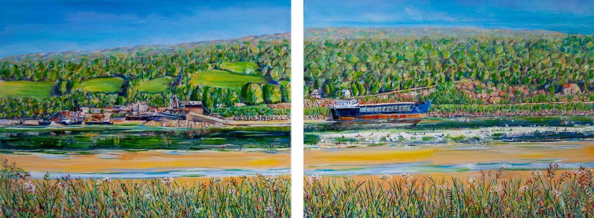 THE SEVERN BORE AT ARLINGHAM PASSAGE. DIPTYCH. by Diana Aungier-Rose
