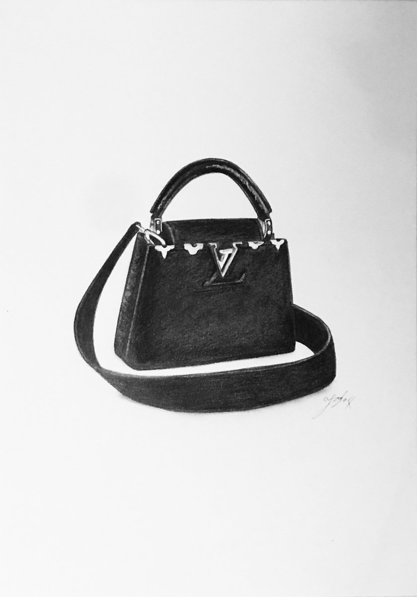 Impressionistic Pencil Drawing , Louis Vuitton Bag By Amelia Taylor, 8 X 12, Artwork For Sale On Artfinder