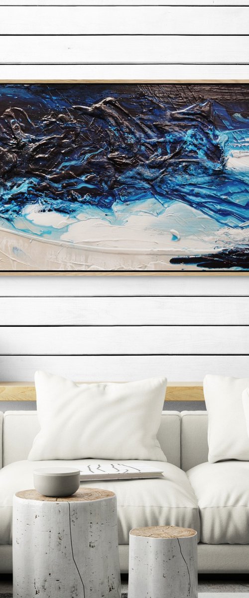 Midnight Malt 160cm x 60cm Textured Abstract Art by Franko