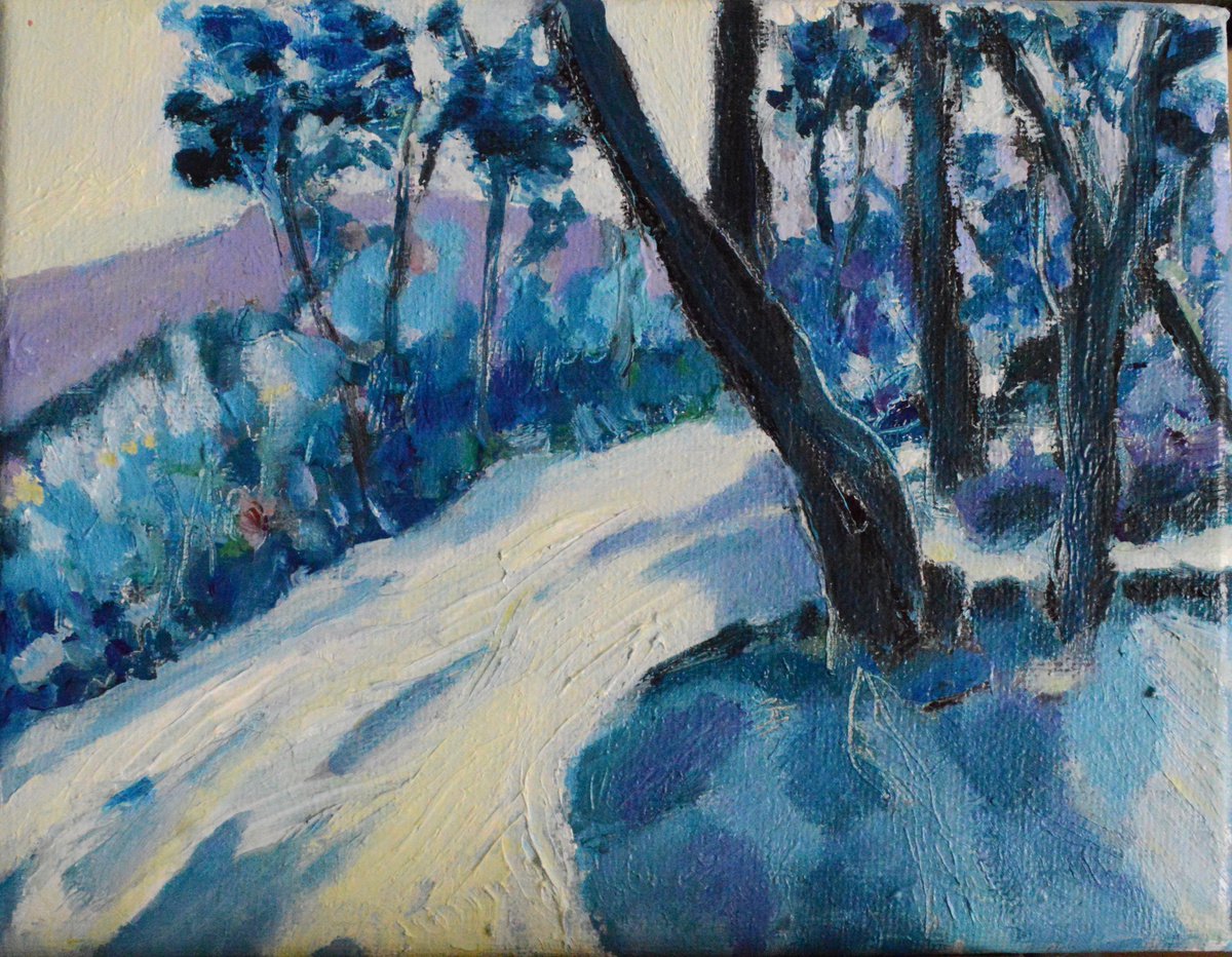 Organic Landscape Oil Painting By Cristian Valentich, 7 X 6, Forest, Original Artwork