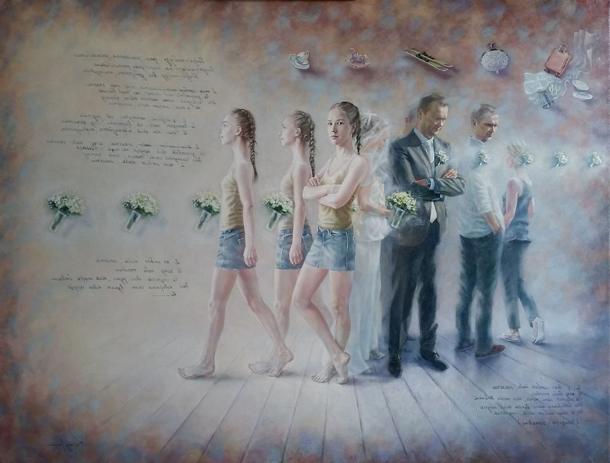 Impressionistic Portrait Oil Painting By Natalia Sidorina, 42 X 32", Where Does Love Go ???, Original Artwork