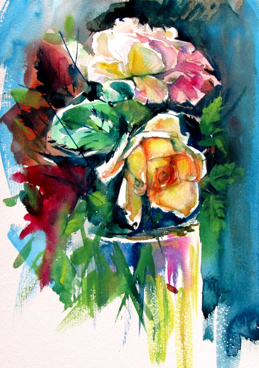 Still life with roses by Kovacs Anna Brigitta
