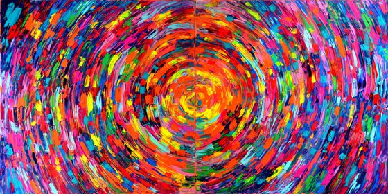 Gypsy Skirt Rounded V - 200x100 cm - XXXL Large Modern Abstract Big Painting - Ready to Hang, Office, Hotel and Restaurant Wall Decoration