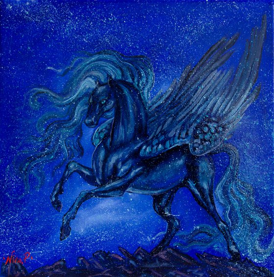 Indigo Pegasus Original Oil Painting