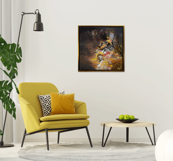 Large framed abstract enigmatic The collector of autumn leaves master O Kloska