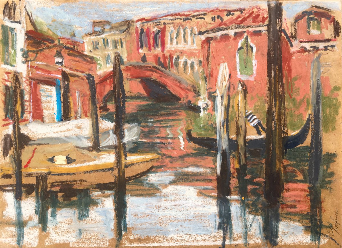 Impressionistic Pastel Drawing , View Of Venice: Rio Del Malcanton By Elena Yuzefovich, 16 X 12, Artwork For Sale On Artfinder